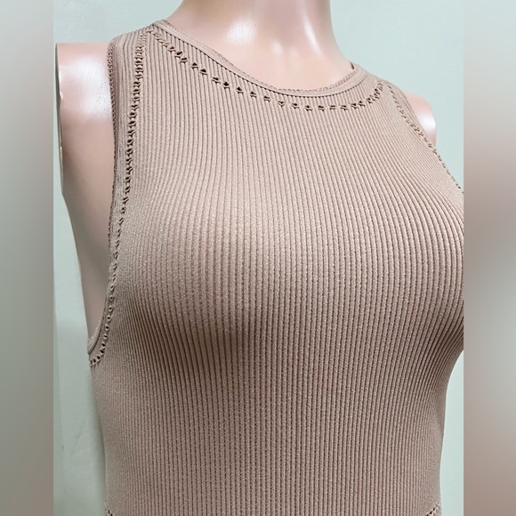 ZARA Nude Ribbed Bodycon Limitless Contour Collection Dress - Picture 7 of 11